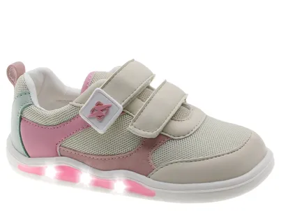 Deportiva Beppi beige/rosa con luces LED - Barefoot