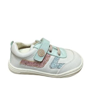 Zapatillas Andanines Blancas con Brillo Turquesa y Rosa